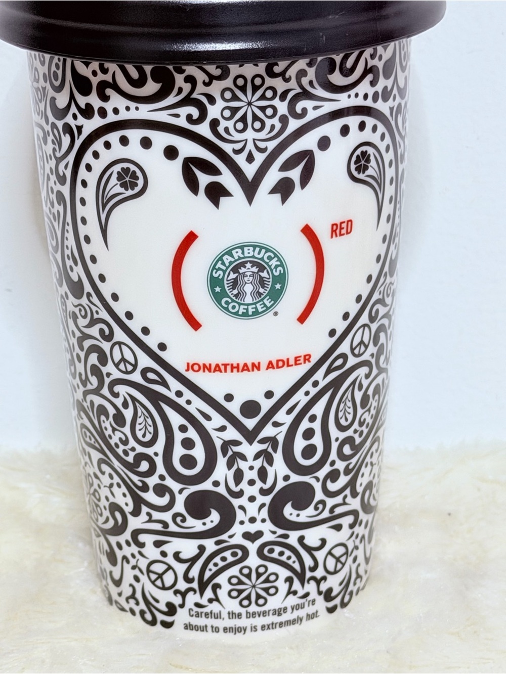 Starbucks Jonathan Adler Red Accent Travel Mug - Black & White limited edition - Picture 2 of 6